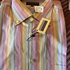 Robert Talbott Men's Long Sleeve Striped Shirt L